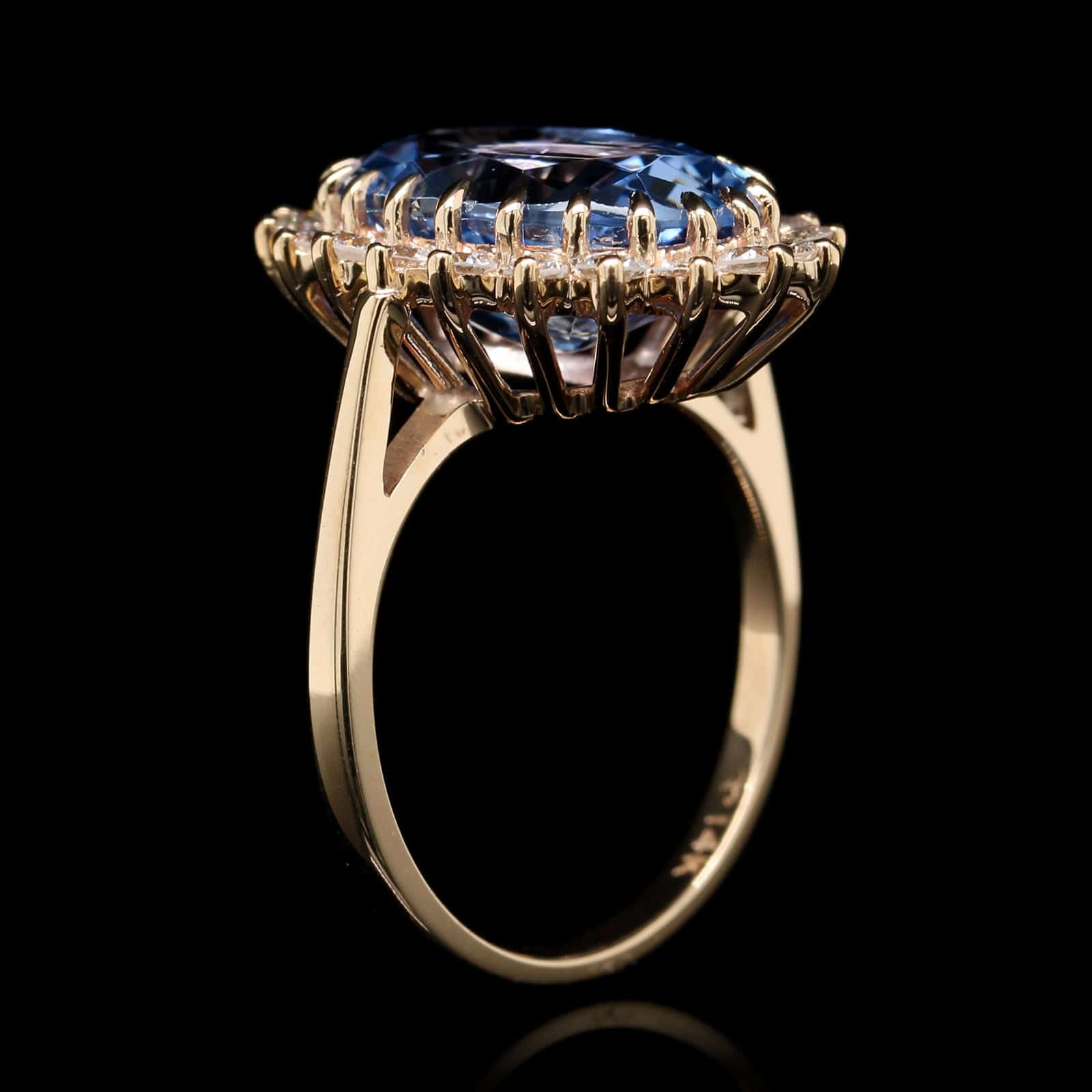 14K Yellow Gold Estate Sapphire and Diamond Ring