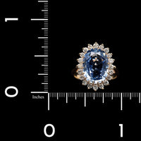 14K Yellow Gold Estate Sapphire and Diamond Ring