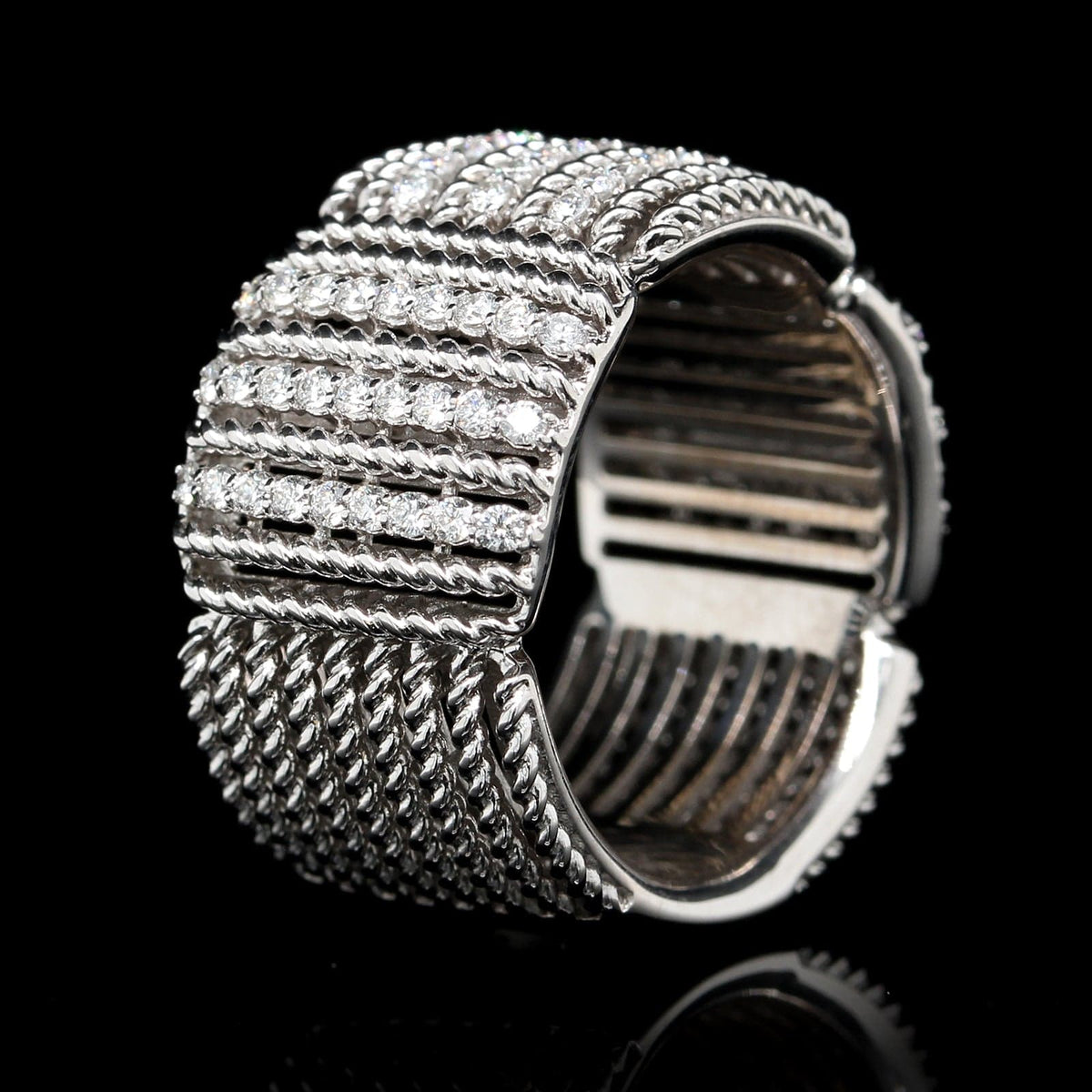 Roberto Coin 18K White Gold Estate Diamond Opera Ring