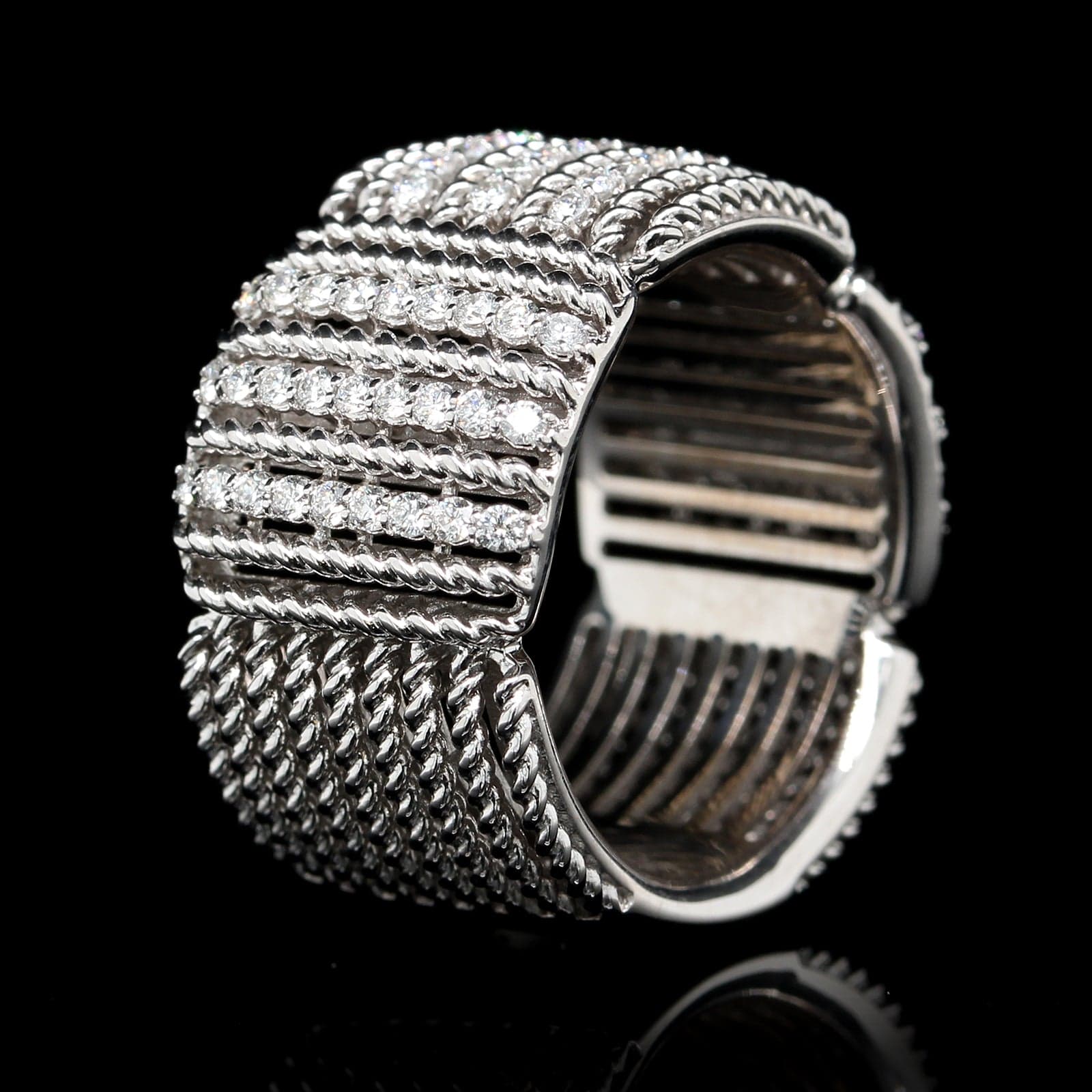 Roberto Coin 18K White Gold Estate Diamond Opera Ring