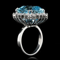 18K White Gold Estate Aquamarine and Diamond Ring