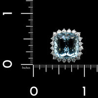 18K White Gold Estate Aquamarine and Diamond Ring