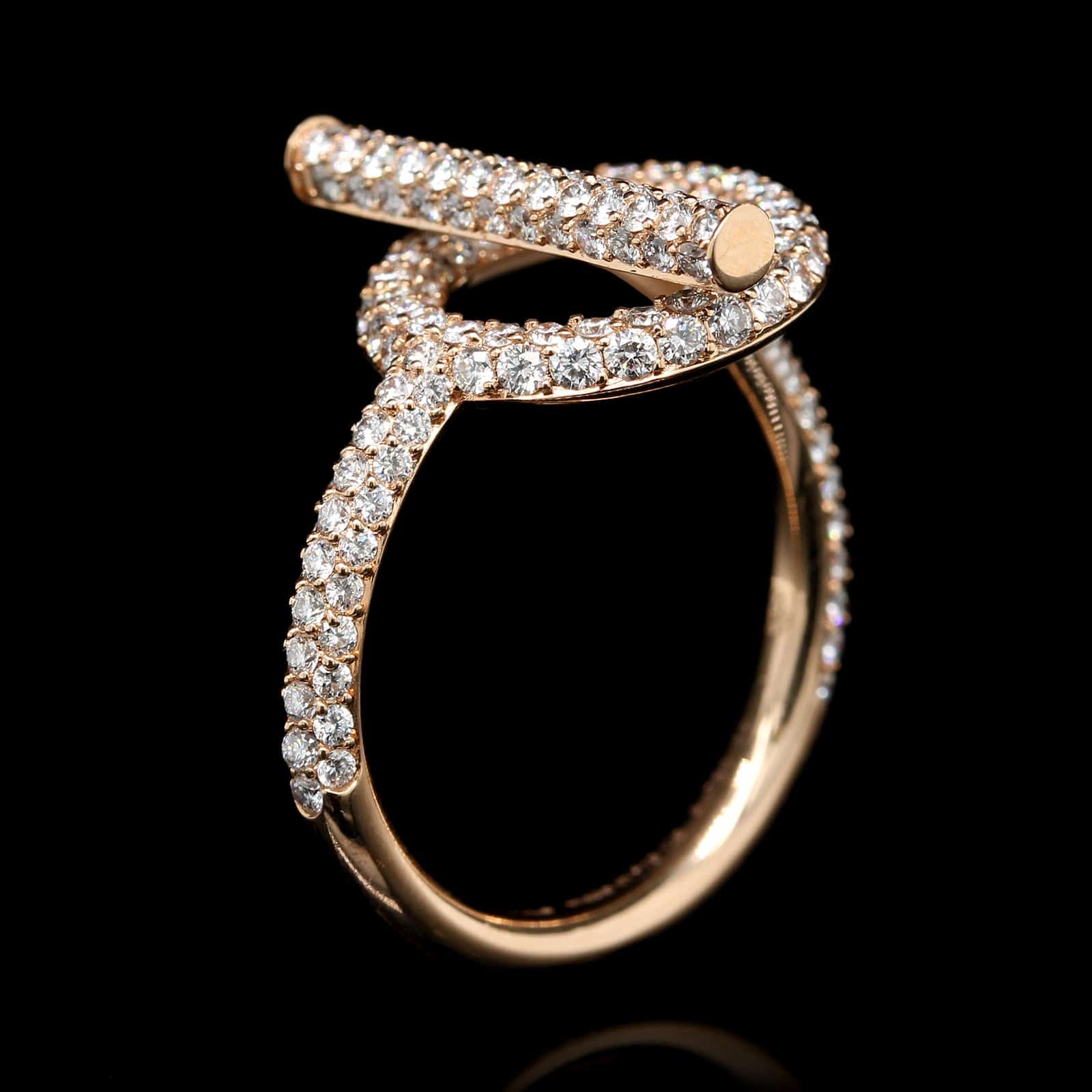 Hermes 18K Rose Gold Estate 'Echappee' Ring