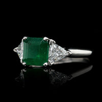 Platinum Estate Emerald and Diamond Ring