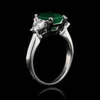 Platinum Estate Emerald and Diamond Ring