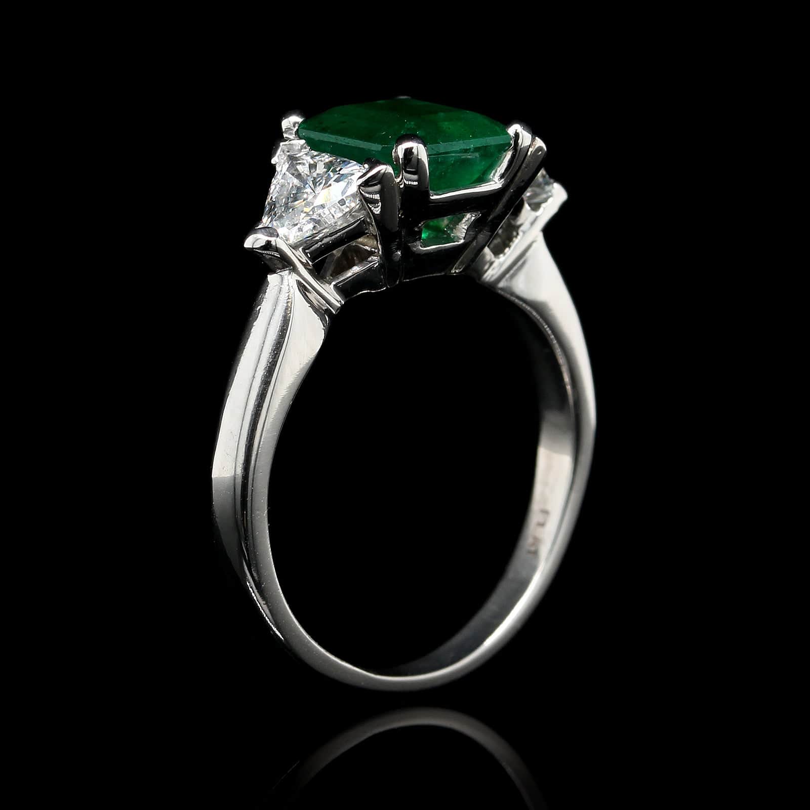 Platinum Estate Emerald and Diamond Ring