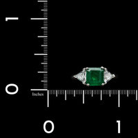 Platinum Estate Emerald and Diamond Ring