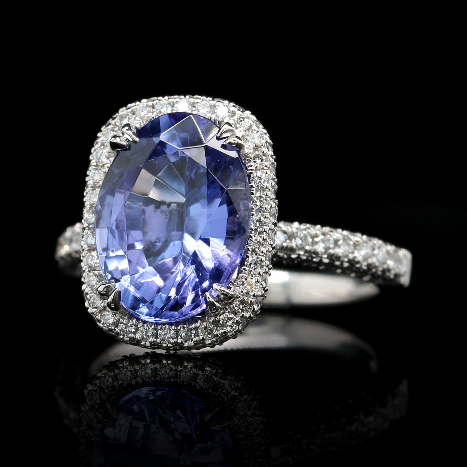 Platinum Estate Tanzanite and Diamond Ring