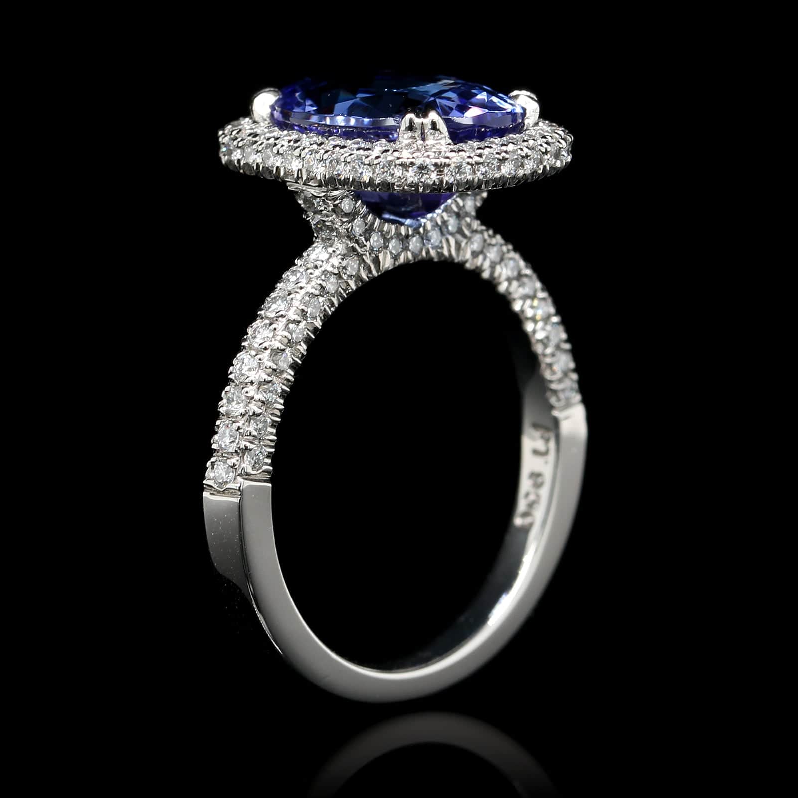 Platinum Estate Tanzanite and Diamond Ring