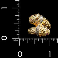 18K Yellow Gold Estate Double Chimera Head Ring