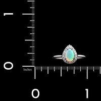 14K White Gold Estate Opal and Diamond Ring