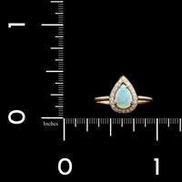 14K Yellow Gold Estate Opal and Diamond Ring