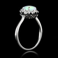14K White Gold Estate Opal and Diamond Ring