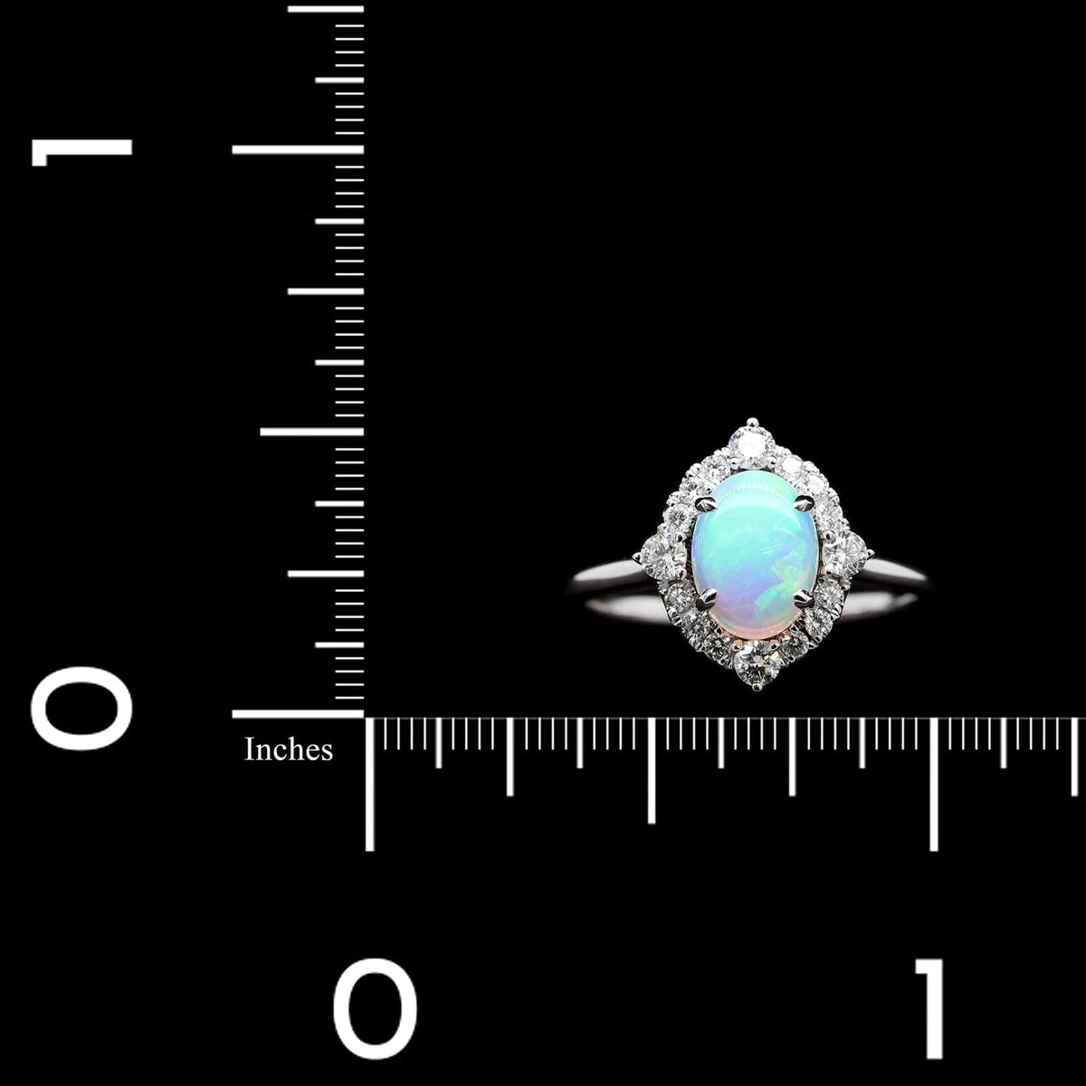 14K White Gold Estate Opal and Diamond Ring