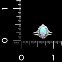 14K White Gold Estate Opal and Diamond Ring