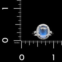 18K White Gold Estate Moonstone and Diamond Ring
