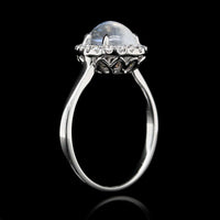 18K White Gold Estate Moonstone and Diamond Ring