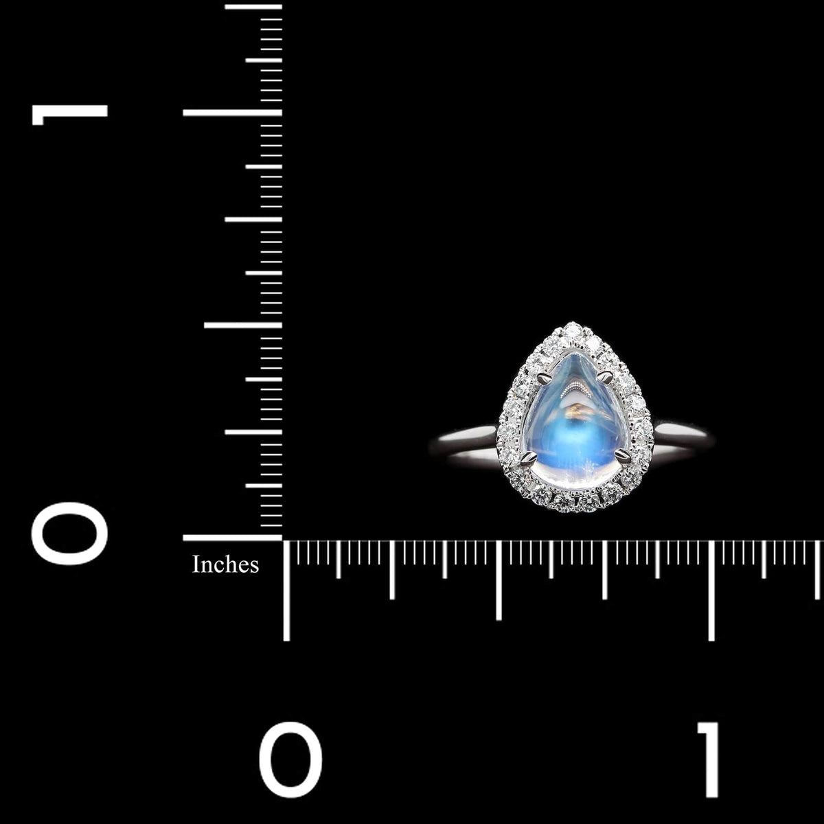 18K White Gold Estate Moonstone and Diamond Ring