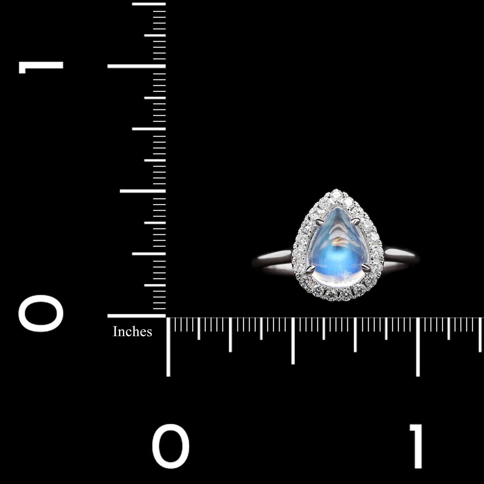 18K White Gold Estate Moonstone and Diamond Ring