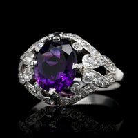 Platinum Estate Amethyst and Diamond Ring