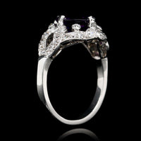 Platinum Estate Amethyst and Diamond Ring