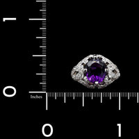 Platinum Estate Amethyst and Diamond Ring