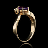 14K Yellow Gold Estate Amethyst and Diamond Ring