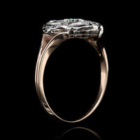 Vintage 14K Two-tone Gold Estate Diamond and Synthetic Sapphire Ring