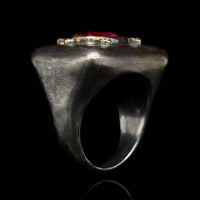 Lika Behar Sterling Silver 24K Yellow Gold Estate Pink Tourmaline and Diamond Ring