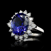 14K White Gold Estate Tanzanite and Diamond Ring