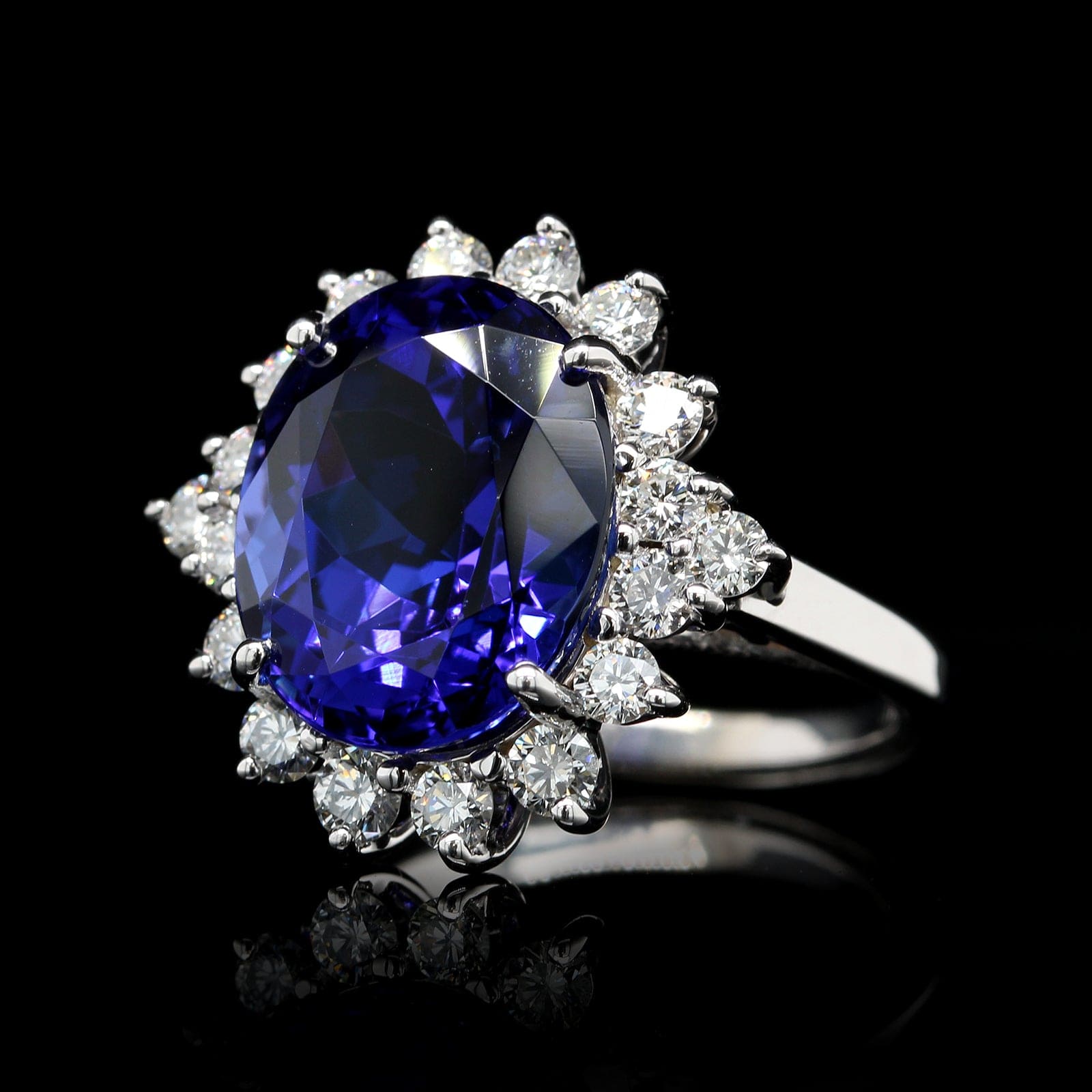 14K White Gold Estate Tanzanite and Diamond Ring