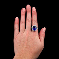 14K White Gold Estate Tanzanite and Diamond Ring