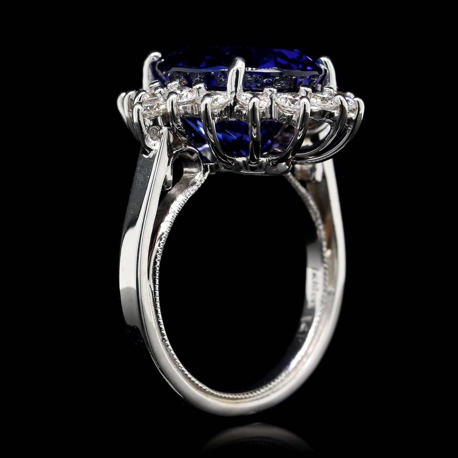 14K White Gold Estate Tanzanite and Diamond Ring