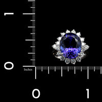 14K White Gold Estate Tanzanite and Diamond Ring
