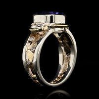 14K Two Tone Gold Estate Tanzanite and Diamond Ring