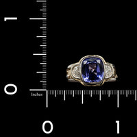 14K Two Tone Gold Estate Tanzanite and Diamond Ring