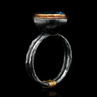 Lika Behar Sterling Silver 24K Yellow Gold Estate Blue Topaz Ring