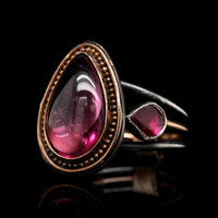 Lika Behar Sterling Silver 18K Rose Gold Estate Pink Tourmaline Ring