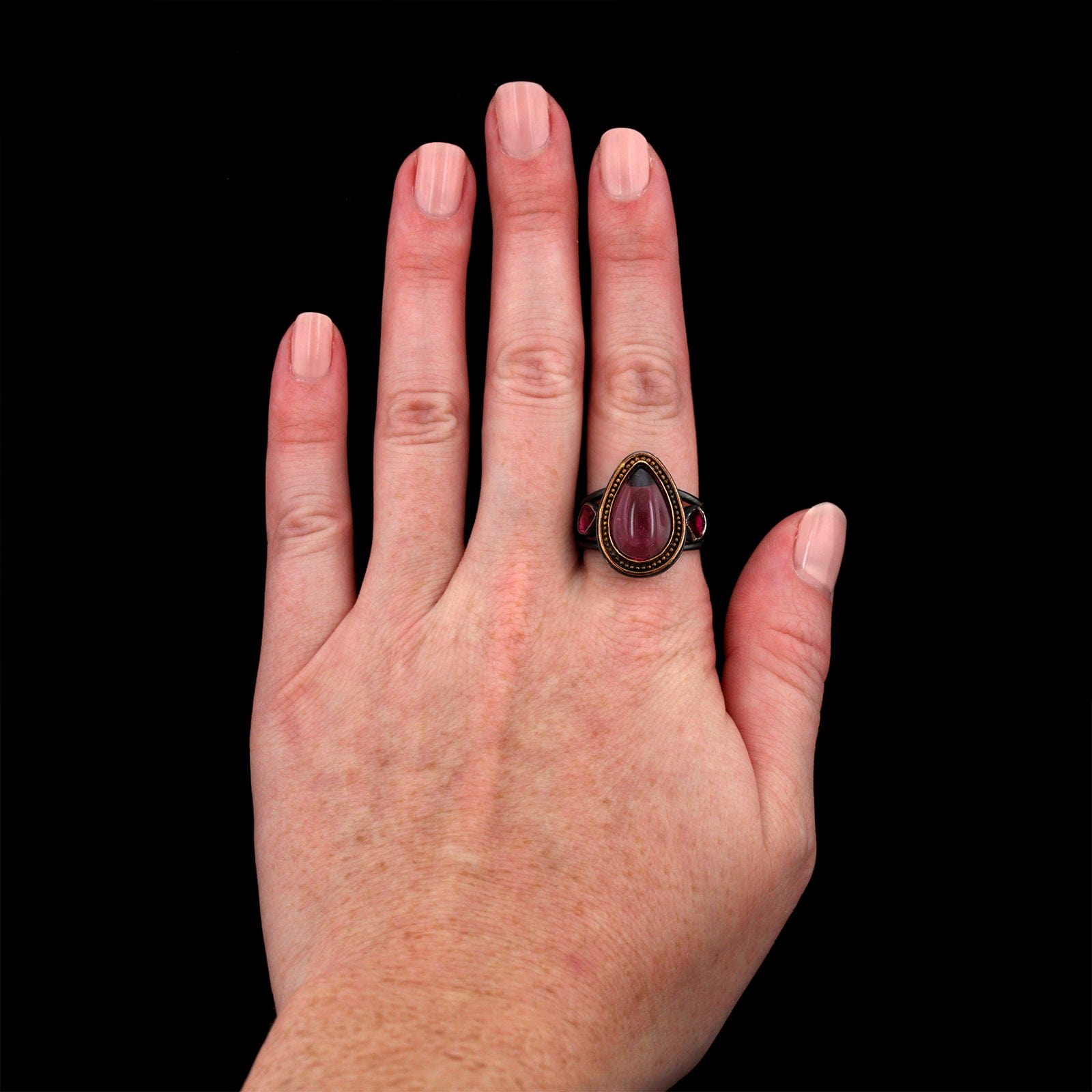 Lika Behar Sterling Silver 18K Rose Gold Estate Pink Tourmaline Ring