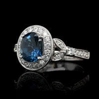 18K White Gold Estate Sapphire and Diamond Ring