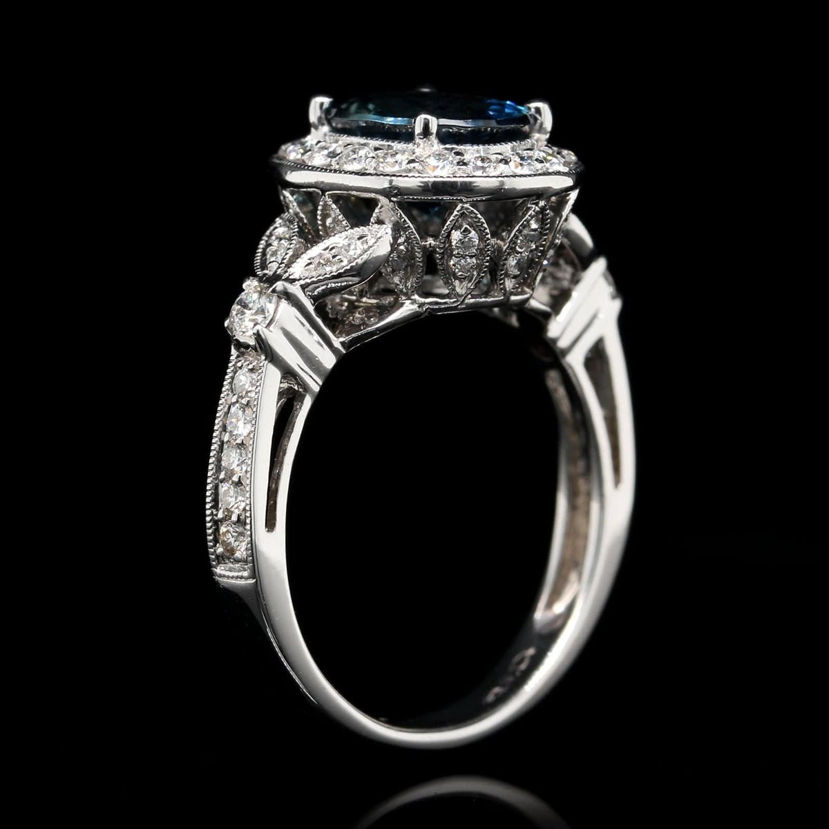 18K White Gold Estate Sapphire and Diamond Ring