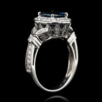 18K White Gold Estate Sapphire and Diamond Ring