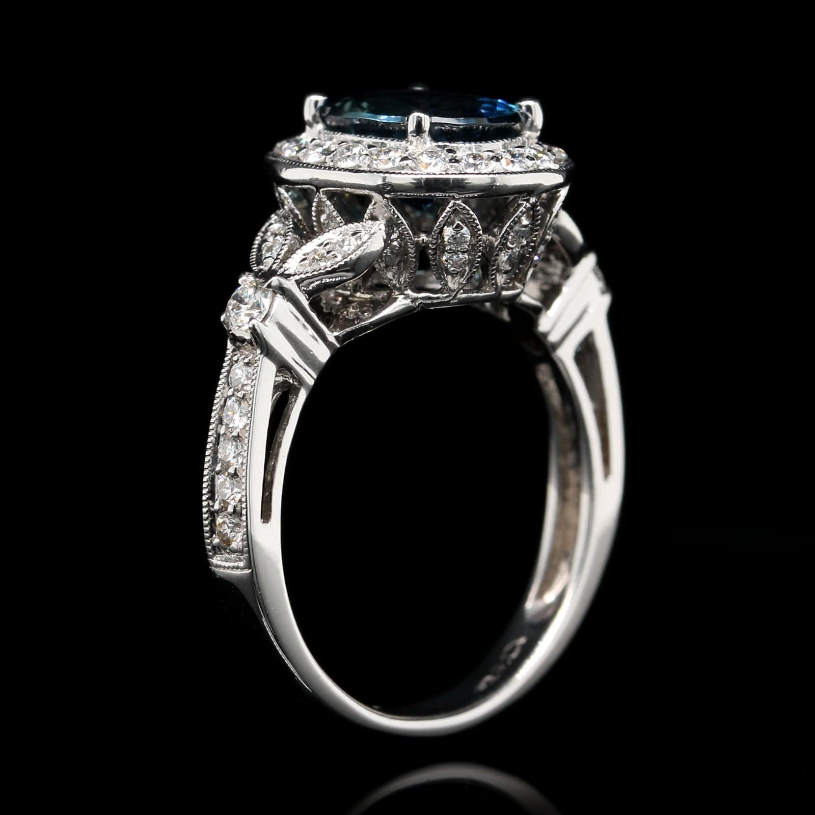 18K White Gold Estate Sapphire and Diamond Ring