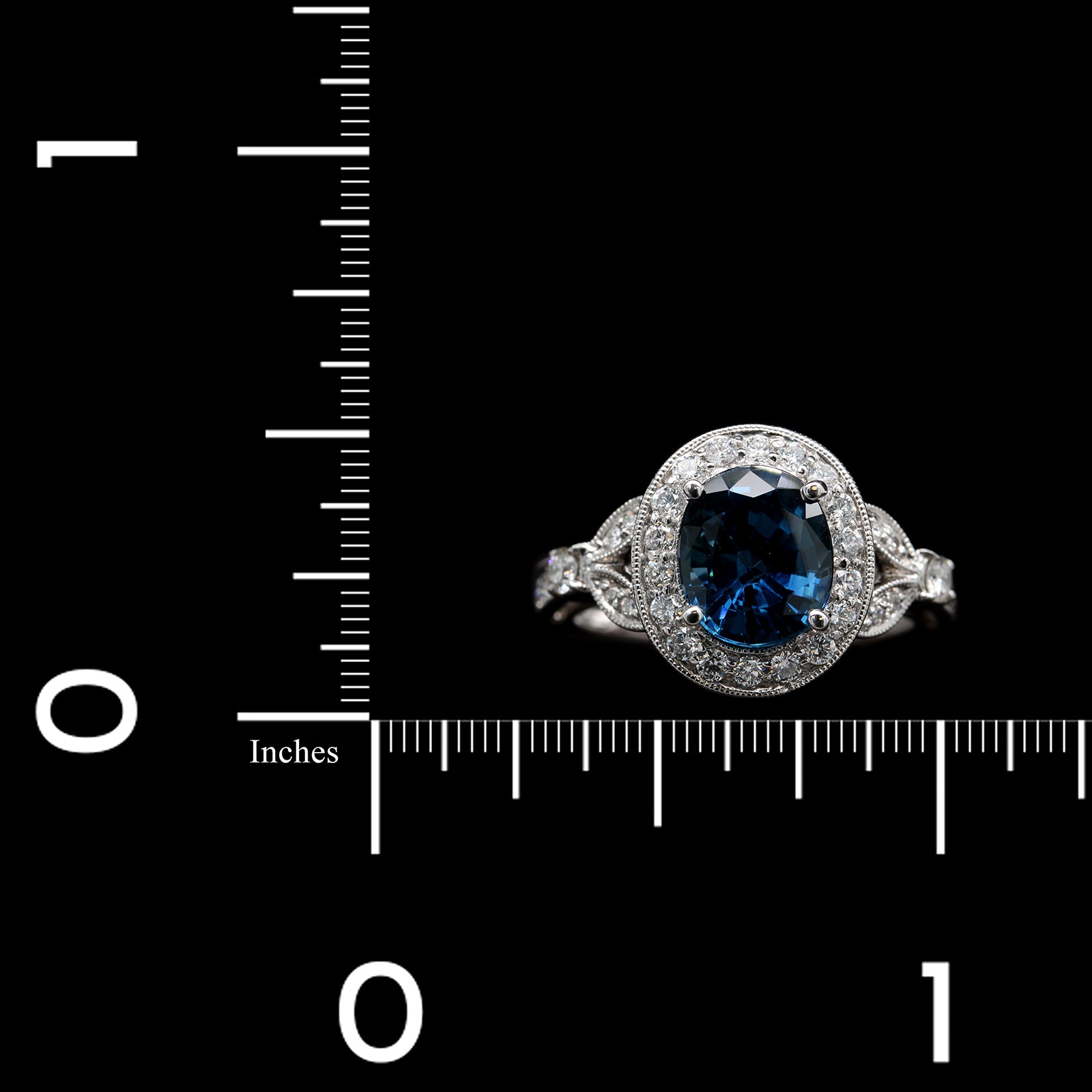 18K White Gold Estate Sapphire and Diamond Ring