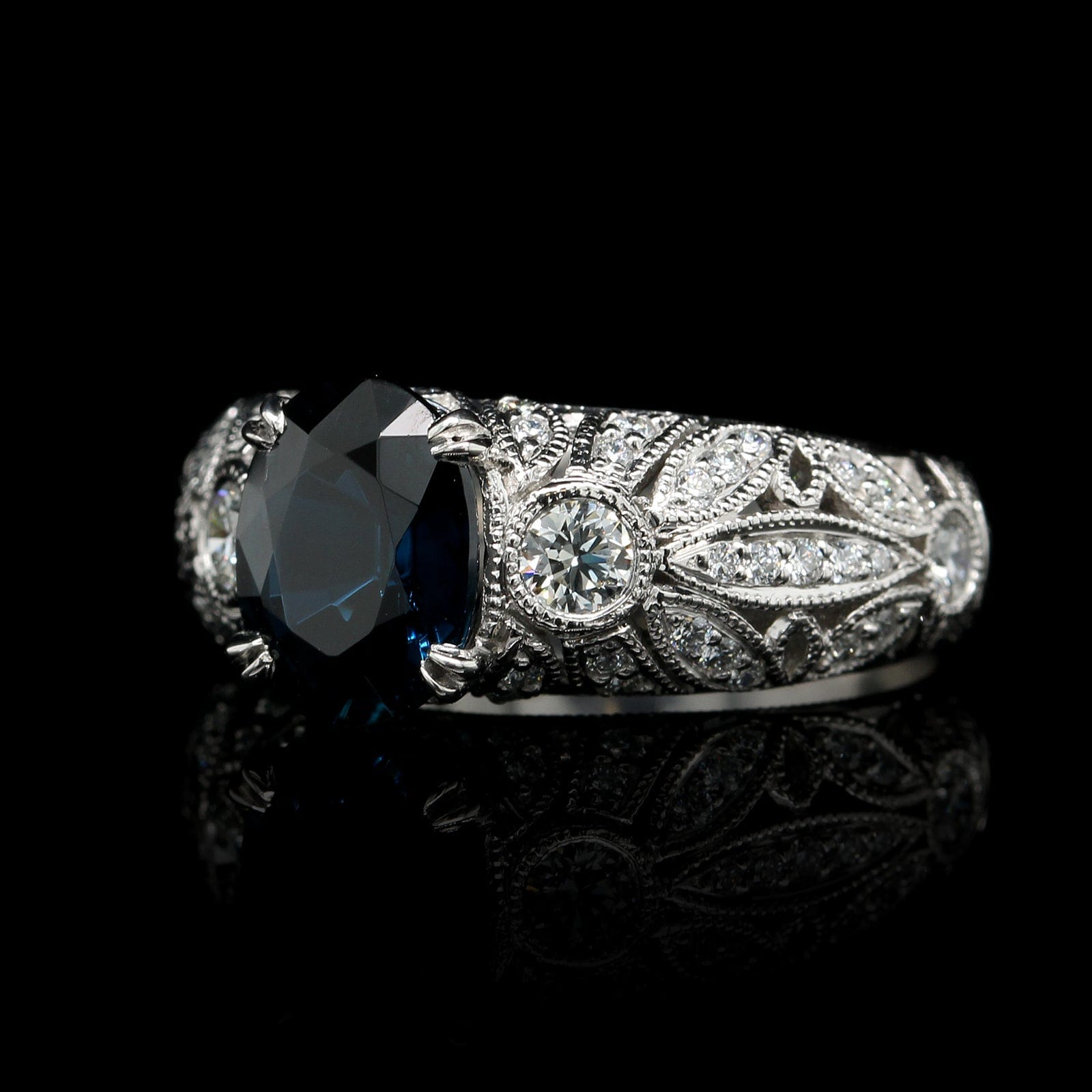 Platinum Estate Sapphire and Diamond Ring