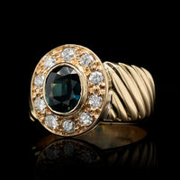 18K Yellow Gold Estate Sapphire and Diamond Ring