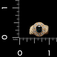18K Yellow Gold Estate Sapphire and Diamond Ring