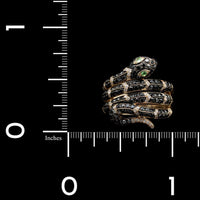 14K Yellow Gold Estate Black Diamond Snake Ring