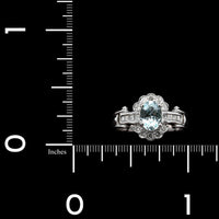 18K White Gold Estate Aquamarine and Diamond Ring