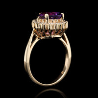 14K Yellow Gold Estate Amethyst and Diamond Ring